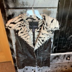 Daytrip  faux zebra/leather Moto vest